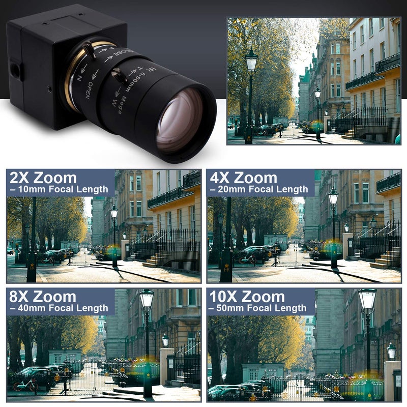 SVPRO 5-50mm Zoom Lens USB Camera 1080P with Sony IMX323 Sensor, H.264 HD Camera with 0.01lux Ultra Low Light USB Webcam for Weak Light Conditions,PC Cam for Windows Linux Mac Android - Image 3